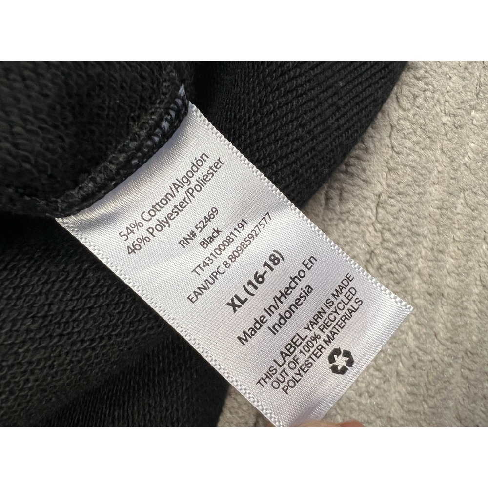 Time and Tru Pullover Womens XL Black Funnel Neck Button Shoulder French Terry - Picture 6 of 8